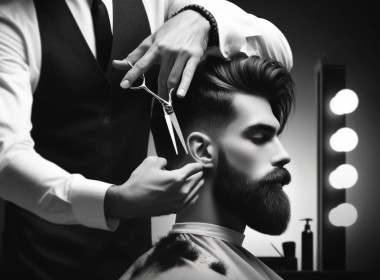 Barber care about hare and beard